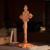 Wood carving of the Cross of the Order of Saint Benedict - with base - BGCOPPER