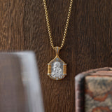 Handmade S925K Silver Madonna Holding Child Necklace