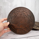 Seven Angels Disc Wood Carving - Amulet to protect against the evil eye, curses and spells - BGCOPPER