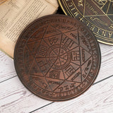 Seven Angels Disc Wood Carving - Amulet to protect against the evil eye, curses and spells - BGCOPPER