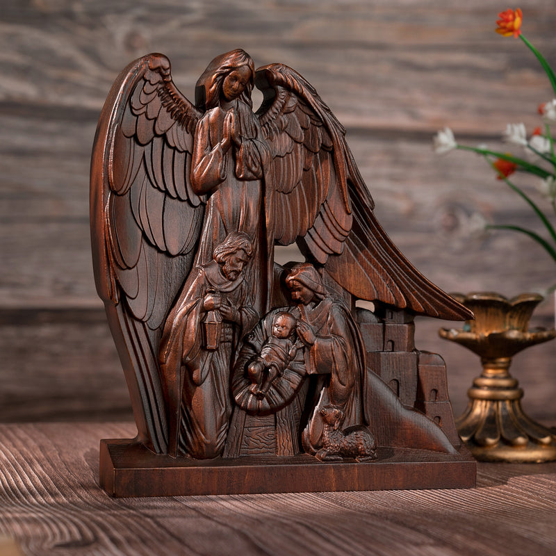 Holy Family With Guardian Angel Statue - Divine Blessing for Your Home