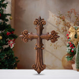 Bgcopper Ornate Wooden Cross - Carved from natural wood
