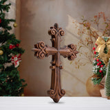 Bgcopper Ornate Wooden Cross - Carved from natural wood