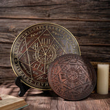 Seven Angels Disc Wood Carving - Amulet to protect against the evil eye, curses and spells - BGCOPPER