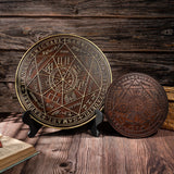 Seven Angels Disc Wood Carving - Amulet to protect against the evil eye, curses and spells - BGCOPPER