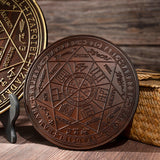 Seven Angels Disc Wood Carving - Amulet to protect against the evil eye, curses and spells - BGCOPPER