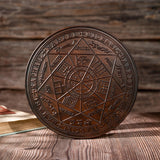 Seven Angels Disc Wood Carving - Amulet to protect against the evil eye, curses and spells - BGCOPPER