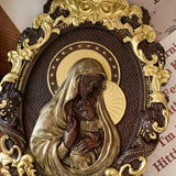 Mother Mary with Baby Jesus Wood Carving Decor - BGCOPPER