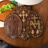 Miraculous Medal Wood Carving Decor - Medal of Our Lady of Graces - BGCOPPER