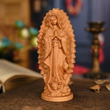 Guadalupe Beech Wood Round Sculpture Desktop Ornament: A Perfect Fusion of Faith and Art - BGCOPPER