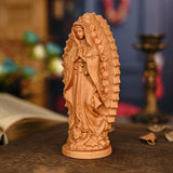Guadalupe Beech Wood Round Sculpture Desktop Ornament: A Perfect Fusion of Faith and Art - BGCOPPER