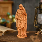 Beechwood roundel of Joseph holding a child: sacred heritage, warmth and eternity - BGCOPPER