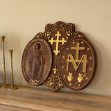 Miraculous Medal Wood Carving Decor - Medal of Our Lady of Graces - BGCOPPER