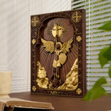 Bgcopper Archangel Michael Square Wooden Icon Religious Gifts - Best Wood Carving Wall Decor