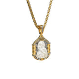 Handmade S925K Silver Madonna Holding Child Necklace - BGCOPPER