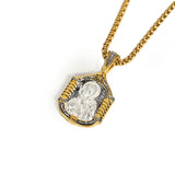 Handmade S925K Silver Madonna Holding Child Necklace - BGCOPPER