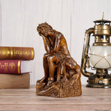 Boxwood "Crown of Thorns" Jesus Meditation Sculpture - Hand-carved Spiritual Art | A Concrete Reminder of His Divine Burden