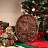 Our Lady of Fatima Wood Carving Decoration - Virgin Wall Pendant - BGCOPPER