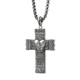 S925K Silver "Faith, Hope, Love" Cross Necklace with Bible Verse - BGCOPPER