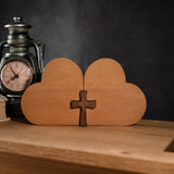 Double Heart Cross Wooden Ornament - Fill the Home with Love - BGCOPPER