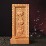 Holy Family Three Sacred Hearts Candlestick Wooden Carved Tabletop Arrangement - BGCOPPER