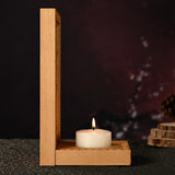 Holy Family Three Sacred Hearts Candlestick Wooden Carved Tabletop Arrangement - BGCOPPER