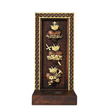 Holy Family Three Sacred Hearts Candlestick Wooden Carved Tabletop Arrangement - BGCOPPER
