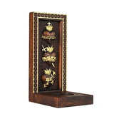 Holy Family Three Sacred Hearts Candlestick Wooden Carved Tabletop Arrangement - BGCOPPER