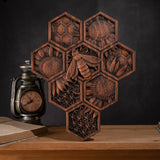 New Arrivals Handmade Wood Bee Wall Decor - Gardening Gift for Nature Lovers & Beekeepers - BGCOPPER
