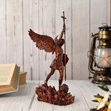 Archangel Michael Round Carved Boxwood Tabletop Arrangement - BGCOPPER