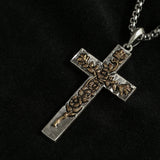S925K Silver Rose Cross Necklace - BGCOPPER