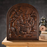 Natural beech nativity scene wood carving plaque - BGCOPPER