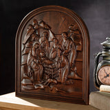 Natural beech nativity scene wood carving plaque - BGCOPPER