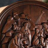 Natural beech nativity scene wood carving plaque - BGCOPPER