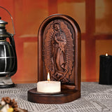Guatalupe Wooden Candlestick Tabletop Prayer Ornament - BGCOPPER