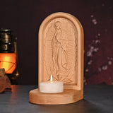 Guatalupe Wooden Candlestick Tabletop Prayer Ornament - BGCOPPER