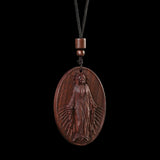 Wood Carved Miraculous Medal pendant, Lighter and more comfortable to wear - BGCOPPER