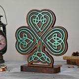 Celtic Knot Beechwood Clover Tabletop Ornament - Symbol of Christian Faith and Divine Blessings - BGCOPPER