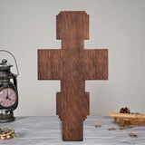 Eastern Orthodox Crucifixion Cross Wall Decor - Faith & Redemption Theme Wooden Carved Wall Hanging - BGCOPPER