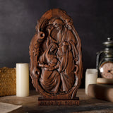 Natural Beechwood Nativity Scene Wooden Carved Plaque Tabletop Arrangement - BGCOPPER
