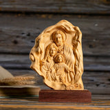 Southern European Boxwood Holy Family Blessing Ornament - Engraved with Your Surname - BGCOPPER
