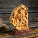 Southern European Boxwood Holy Family Blessing Ornament - Engraved with Your Surname - BGCOPPER