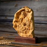 Southern European Boxwood Holy Family Blessing Ornament - Engraved with Your Surname - BGCOPPER