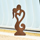 Couple Wooden Carved Love Tabletop Ornament - BGCOPPER