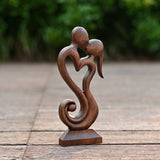 Couple Wooden Carved Love Tabletop Ornament - BGCOPPER