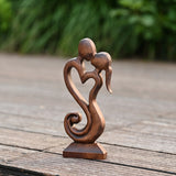 Couple Wooden Carved Love Tabletop Ornament - BGCOPPER