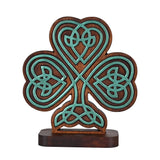 Celtic Knot Beechwood Clover Tabletop Ornament - Symbol of Christian Faith and Divine Blessings - BGCOPPER