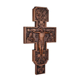 Eastern Orthodox Crucifixion Cross Wall Decor - Faith & Redemption Theme Wooden Carved Wall Hanging - BGCOPPER