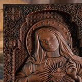 Immaculate Heart of Mary Wooden Mary statuary Christian home decor Our Lady birthday religious gift - BGCOPPER