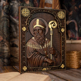 Bgcopper Saint Patrick Wood Carved Icon Religious Gift Wall Hanging Art Work - BGCOPPER